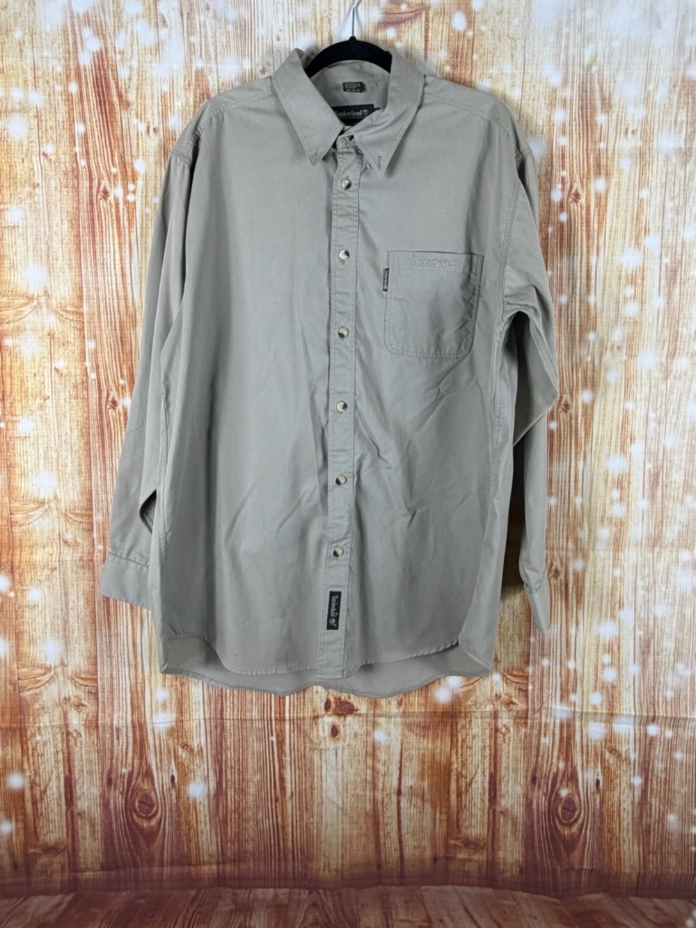 Timberland Men's Light Khaki Button-Down Long Sleeve Shirt